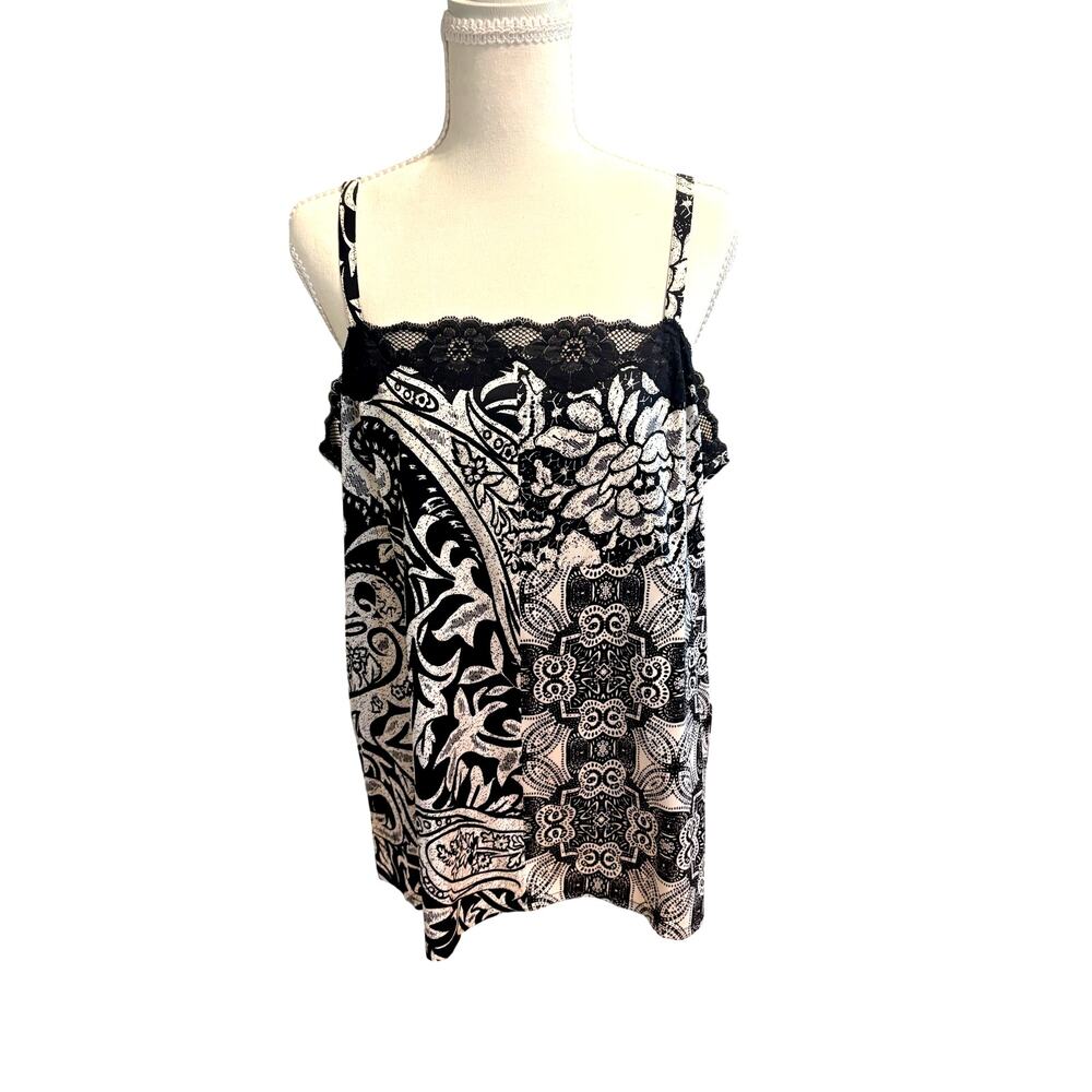 NWT retail $68 100% silk Y2K lace trim spaghetti strap